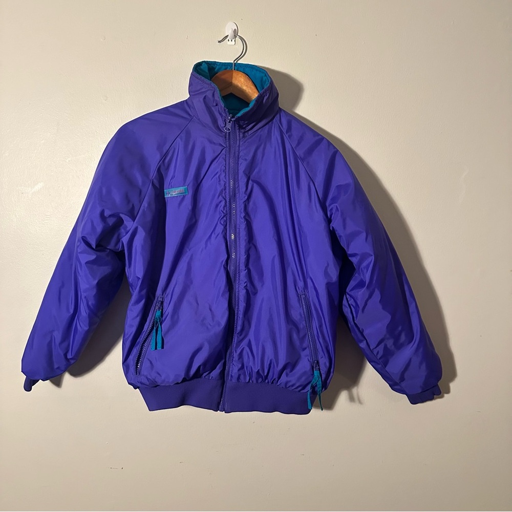 Vintage COLUMBIA Reversable Teal & Purple Ski Snow Puffer Jacket, M - Picture 2 of 13